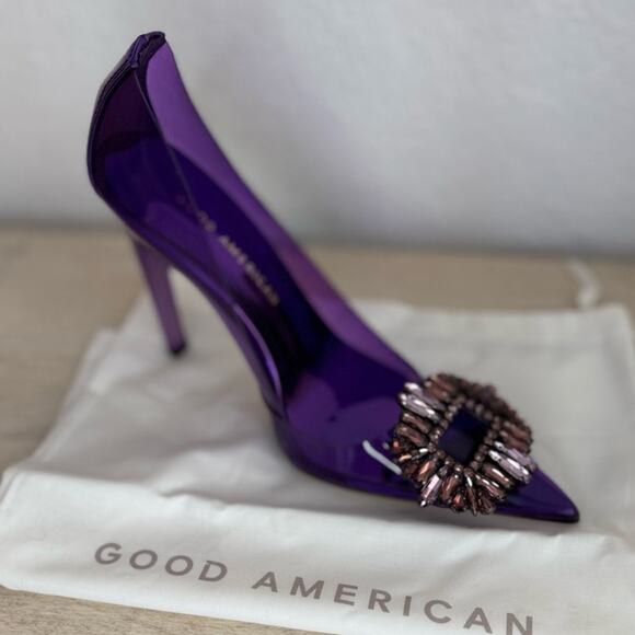 NWT Good American Cinder-F*cking Rella Jeweled Pumps Purple US 4 Party Cocktail - Picture 4 of 6